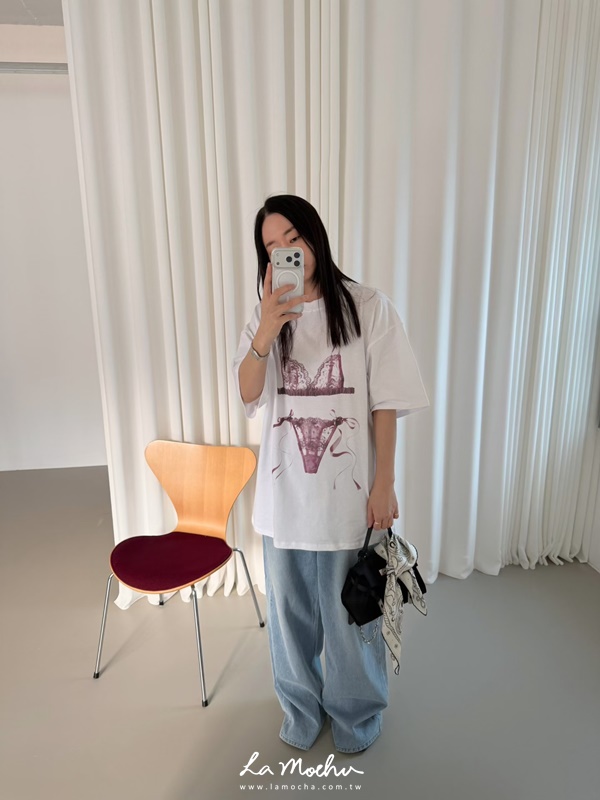 oversize比基尼圖圓領上衣